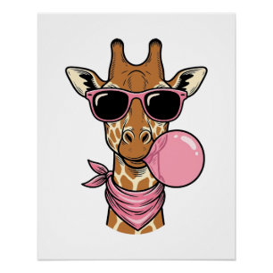 Póster Diseño Vectorial de Chicle de Jirafa con Grabado A