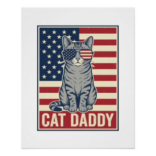 Póster Diseño vectorial de gato patriótico Cat Daddy_1