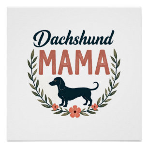 Póster Diseño vectorial de mamá Dachshund vintage amante