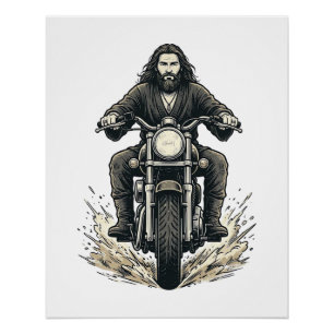 Póster Diseño vectorial de motorista de motocicleta con g