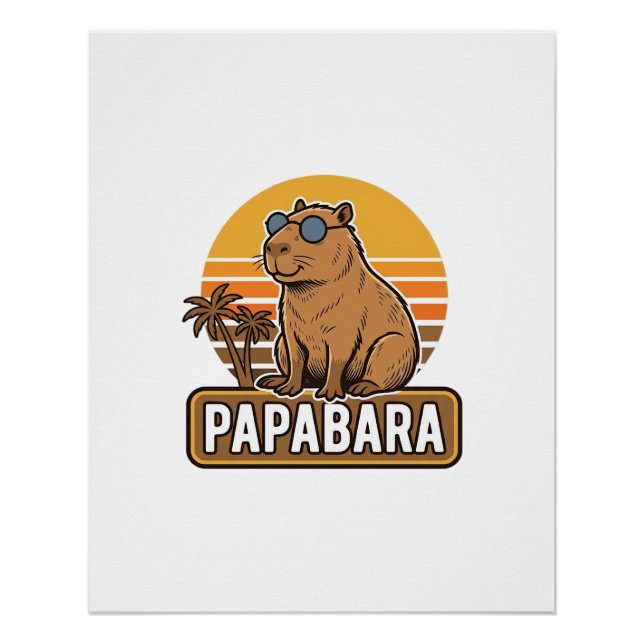 Póster Diseño vectorial de papá capibara retro PAPABARA_1 (Anverso)