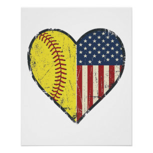 Póster Diseño vectorial vintage de béisbol patriótico cor