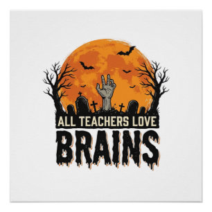 Póster Diseño vectorial vintage de cerebros de profesor d