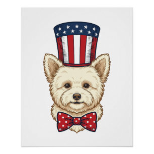 Póster Diseño vectorial vintage de perro patriótico con s