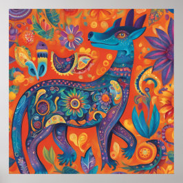 Póster Diseño vibrante de Alebrijes en México tradicional