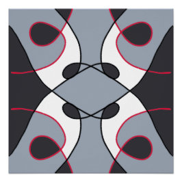 Póster Diseño vintage abstracto negro, gris, blanco y roj