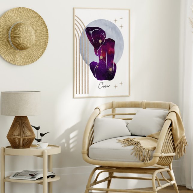 Póster Diseño zodiaco púrpura femenino de cáncer (Subido por el creador)