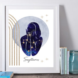 Póster Diseño zodiaco sagitario azul