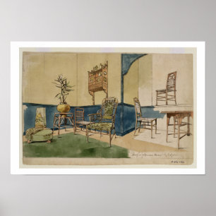 Póster Diseños anglo-japoneses, c.1860 (lápiz y tinta neg