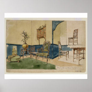 Póster Diseños Anglo-Japoneses, c.1860 (pluma y tinta