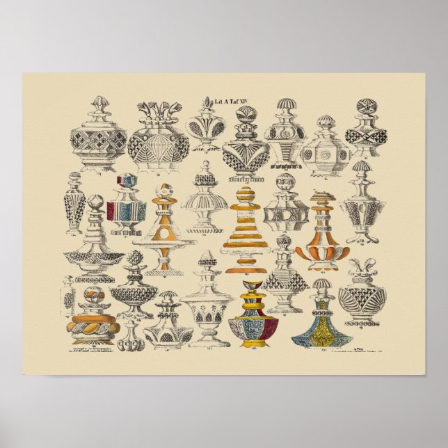 Póster Diseños de botellas de la antigua 1828 (Frente)