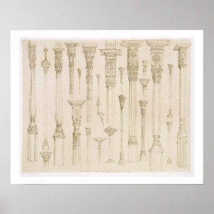 Póster Diseños de columnas de madera persa y turca, de 'A