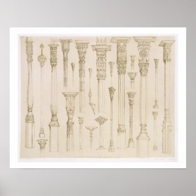 Póster Diseños de columnas de madera persa y turca, de 'A (Frente)