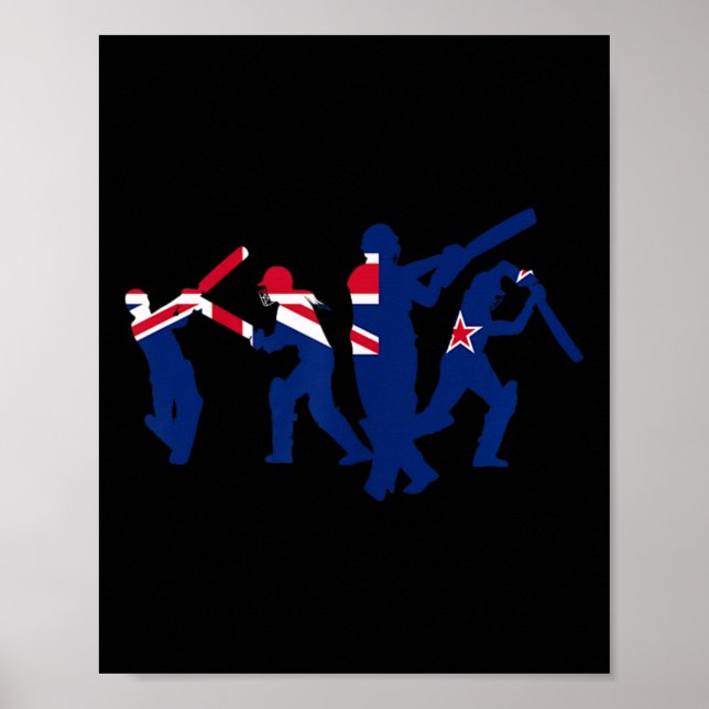 Póster Diseños de jugador de cricket  (Frente)