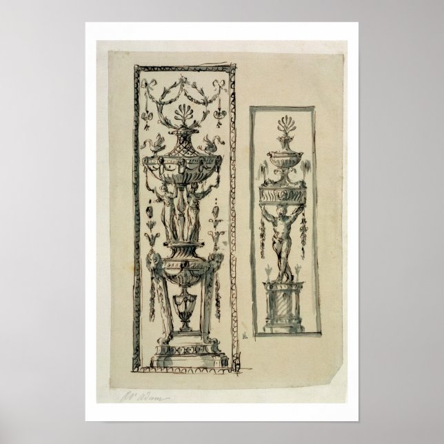 Póster Diseños esbozados para paneles ornamentales (pluma (Frente)