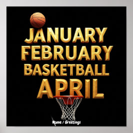 Póster Diseños geniales de baloncesto de enero febrero ab