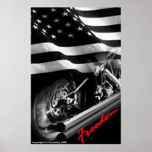 Póster Diseños patrióticos - "Motocicleta de la Libertad
