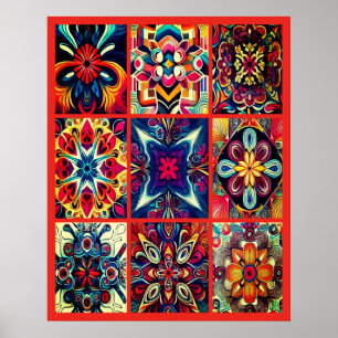 Póster Diseños Tie-Dye en un gran cartel de pared