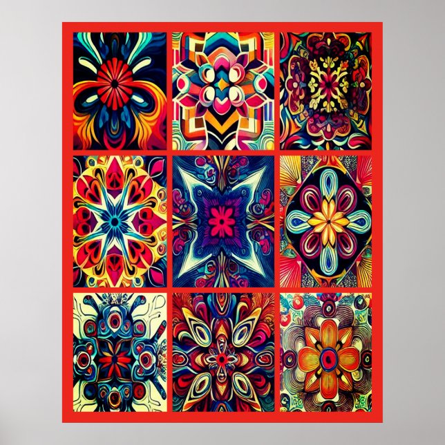 Póster Diseños Tie-Dye en un gran cartel de pared (Frente)