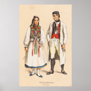 Póster Disfraces campesinos alemanes - Wurtemberg Betzing