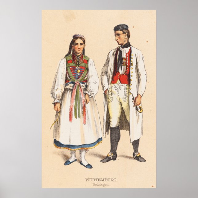 Póster Disfraces campesinos alemanes - Wurtemberg Betzing (Frente)