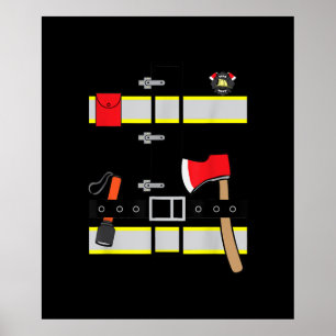 Póster Disfraces de bomberos uniformados de bomberos Hall
