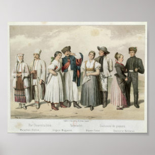 Póster Disfraces de campesinos de Rumania, Hungría, etc.