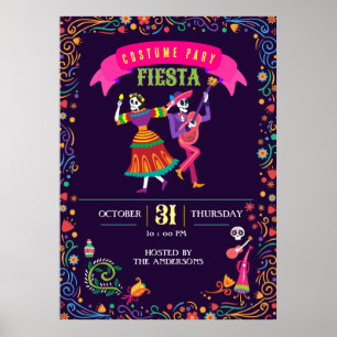 Póster Disfraces de Halloween Colorido Fiesta De los Muer