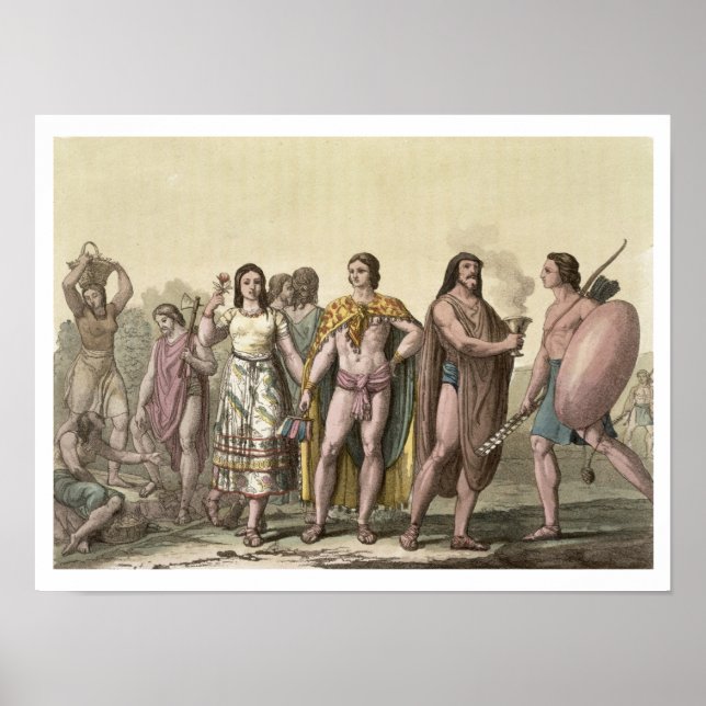 Póster Disfraces de los mexicanos (grabado de colores) (Frente)