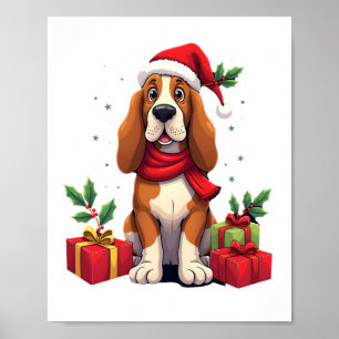 Póster Disfraces divertidos de perro de Navidad con sombr