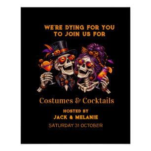 Póster Disfraces y Cócteles Fiesta de Adultos Halloween