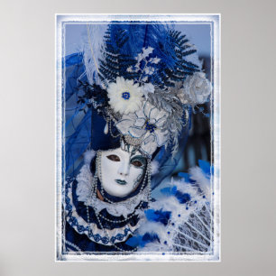 Póster Disfraz azul del carnaval, Venecia