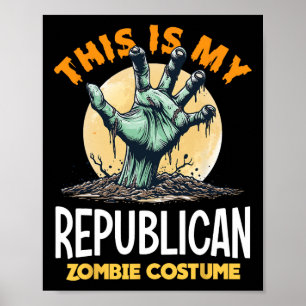 Póster Disfraz coincidente de zombie de Halloween republi