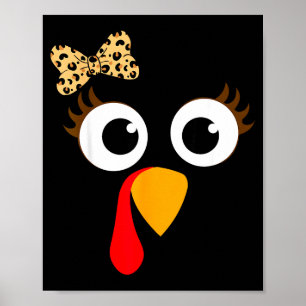 Póster Disfraz de Acción de Gracias de cara de pavo niña 