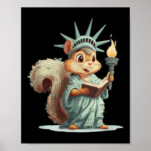 Póster Disfraz De Ardilla Patriótica Para Amantes Simbóli