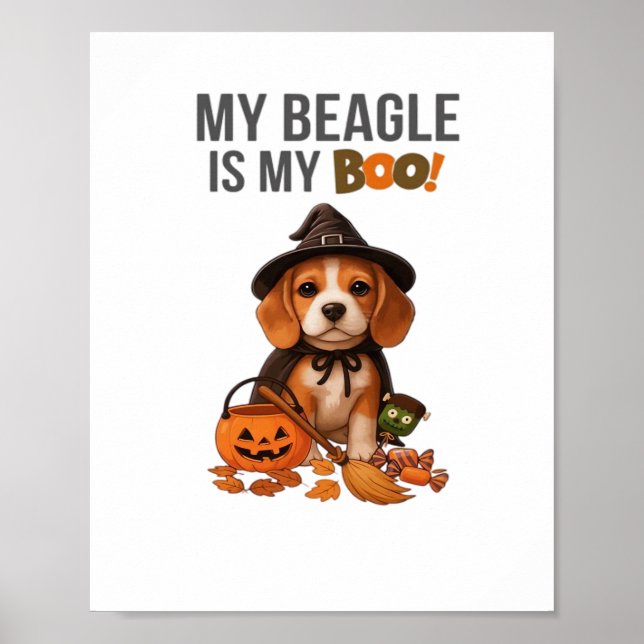 Póster Disfraz de Beagle Halloween Mi Beagle es mi perro  (Frente)