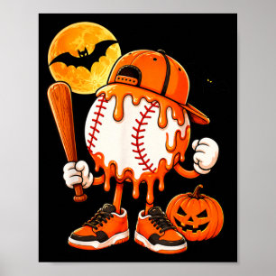 Póster Disfraz de béisbol de Halloween lindo para niños
