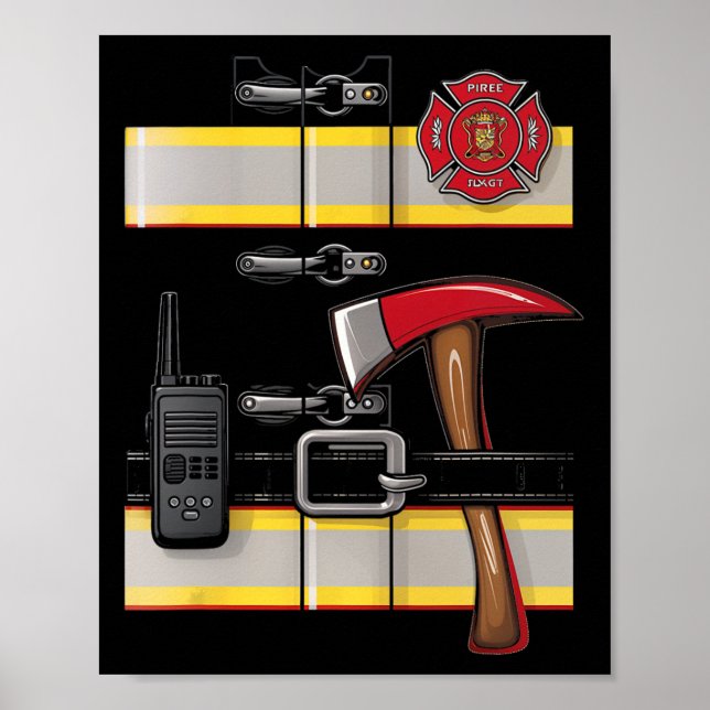 Póster Disfraz de bombero uniforme de bombero en el Salón (Frente)