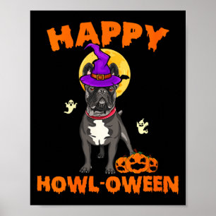 Póster Disfraz de bruja de perro bulldog francés negro pa