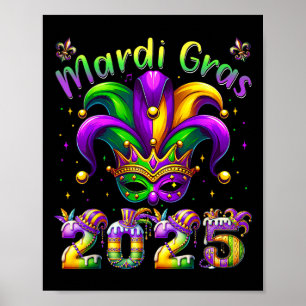Póster Disfraz de Bufón de Mardi Gras 2025 Niñas Niños Ho