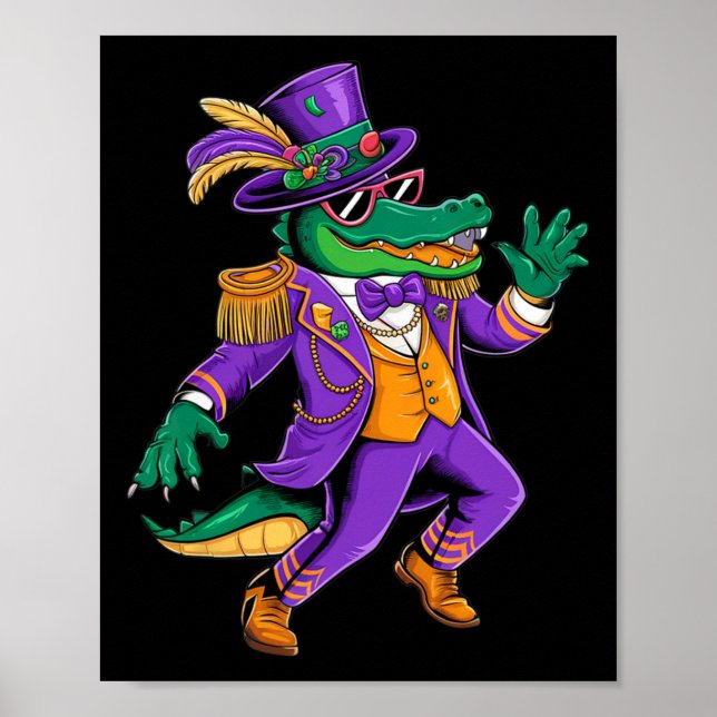 Póster Disfraz de caimán de Mardigator Mardi Gras para ho (Frente)
