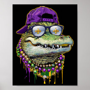 Póster Disfraz de caimán Mardigator Mardi Gras para hombr