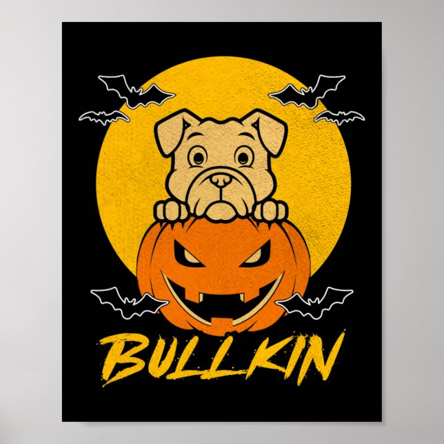 Póster Disfraz de calabaza de Halloween Bulldog divertido (Frente)