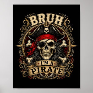 Póster Disfraz de calavera de pirata de Halloween para ho
