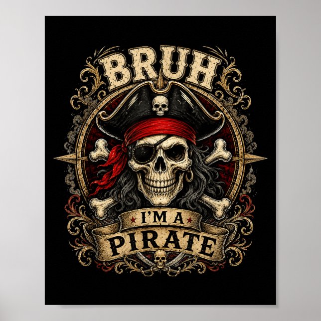Póster Disfraz de calavera de pirata de Halloween para ho (Frente)