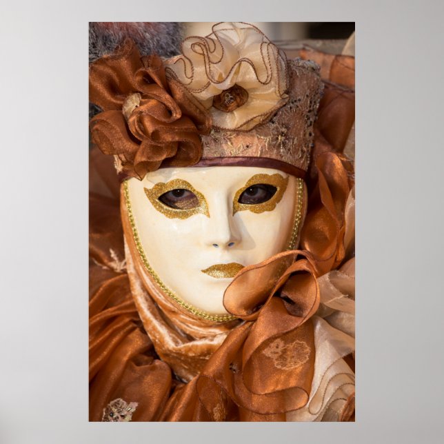 Póster Disfraz de Carnaval naranja, Venecia (Frente)