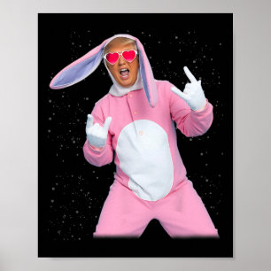Póster disfraz de conejo rosa Trump