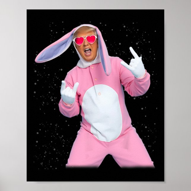Póster disfraz de conejo rosa Trump (Frente)