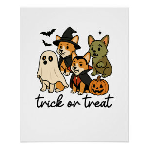 Póster disfraz de corgi para Halloween