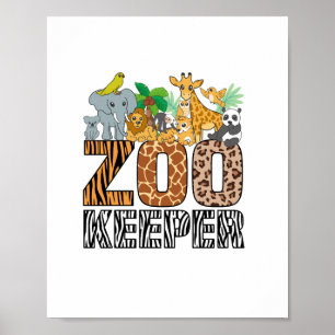 Póster disfraz de cuidador de zoo cebra estampado salvaje